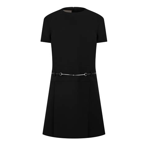 gucci belted light wool crepe dress|Cady crêpe wool silk dress in black .